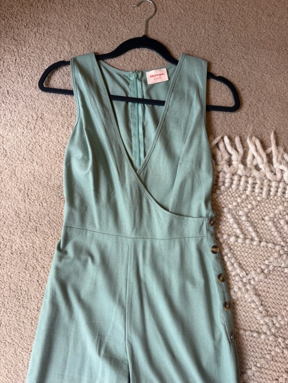 Showpo Sage Green Wide Leg Jumpsuit Size US 4
